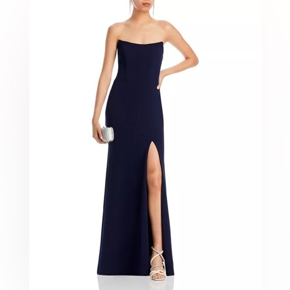 AQUA Strapless Gown dress, body-con strapless- Navy size 12